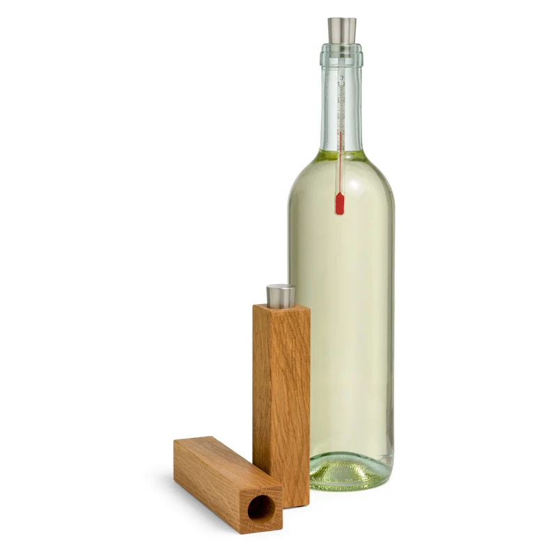 Set Weinregal silbergrau und Weinthermometer