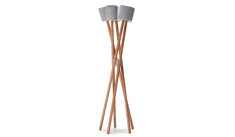 Hochgarten / Pflanzgestell | DM 40 x H 150 cm | 5 Stück Übertöpfe Beton grau oder weiß DM 13 cm | Gestell Eiche | Made in Germany