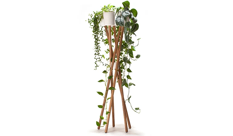 Hochgarten / Pflanzgestell | DM 40 x H 150 cm | 5 Stück Übertöpfe Beton grau oder weiß DM 13 cm | Gestell Eiche | Made in Germany
