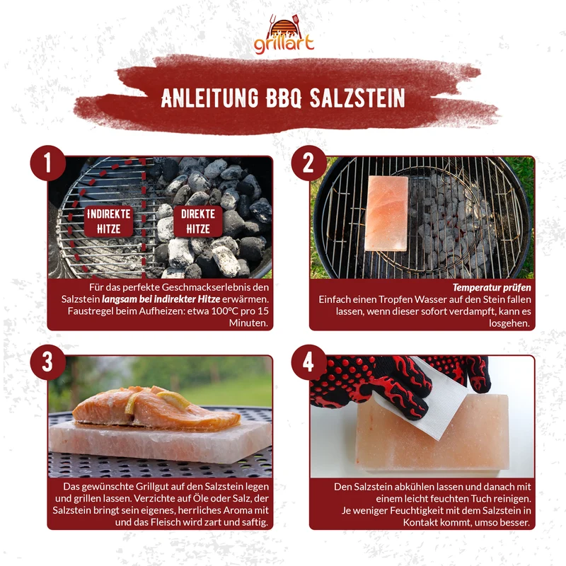 Salzstein-Plancha für Grill und BBQ Rechteckig 20x10x2,5cm