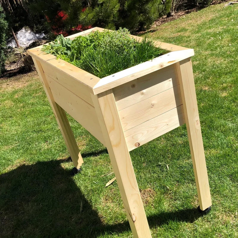 Kräuterhochbeet 'Herb' | massive Gebirgsfichte | inkl. wasserdichter Wanne | L 89 x B 40 x H 80 cm | ca. 40 Liter | mit oder ohne Rollen | Handarbeit aus Österreich