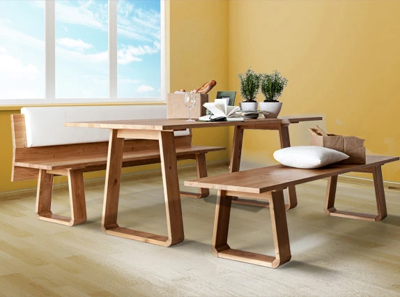 Massivholztisch 'Look' | in Zirbe, Fichte, Eiche, Buche, Nuss | L 160/200 x B 90 x H 76 cm | Made in Südtirol