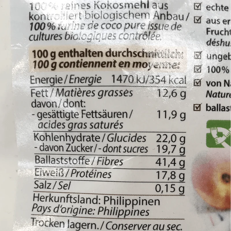 Bio Kokosmehl 0,6 Kg