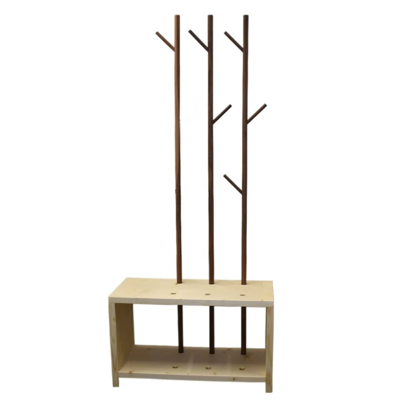 Massivholz Garderobe/Sitzbank 'MyStyle - Small' | L 75 x T 30 x H 45 cm | in verschiedenen Holzarten und Stärken | mit verschiedenen Kleiderstangen aus Nussholz | Made in Austria