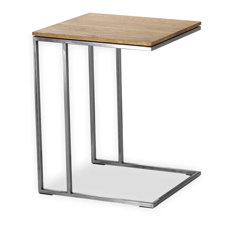 Beistelltisch KUUB | Designtisch aus Naturstahl mit Eichenplatte | verschiedene Ausführungen