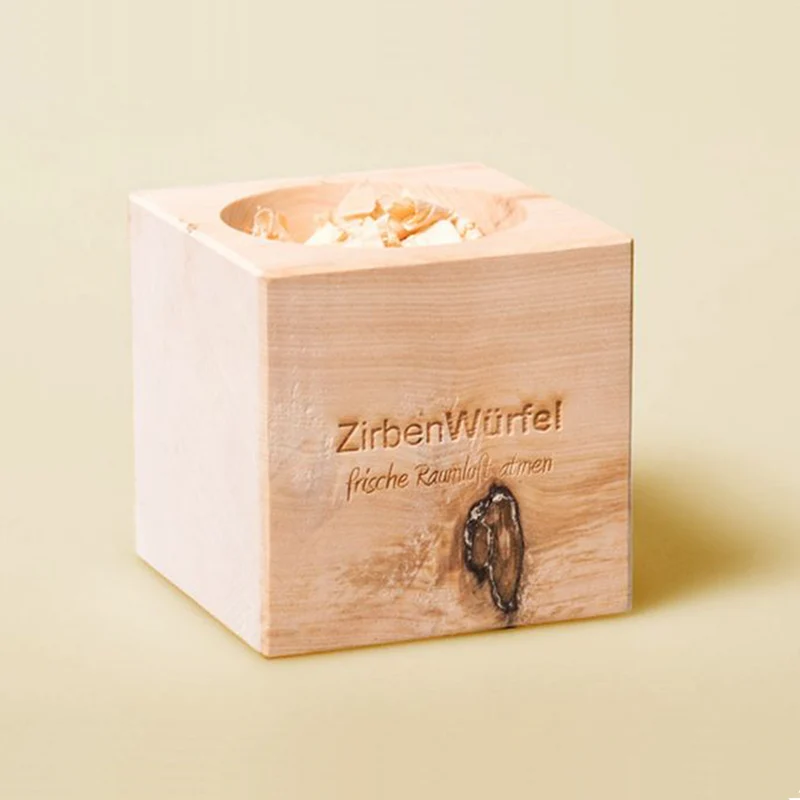 Zirben-/Arveduftwürfel 'Fresh Cube' | inkl. Zirbenöl und Zirbenspäne | 7,5 x 7,5 x 7,5 cm | Made in Austria