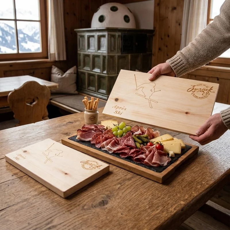 Brotzeit-/Vesperbrett Art 'Aprés Ski' groß/klein - '4bettersnacks'
