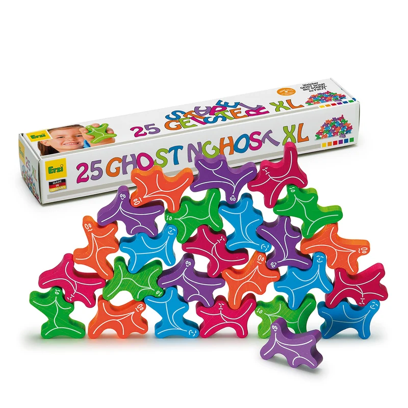 Koordinationsspiel 'Stapelgeister XL' | Förderung der Hand-Auge-Koordination | 25 Spielsteine aus Buchenholz | Made in Germany
