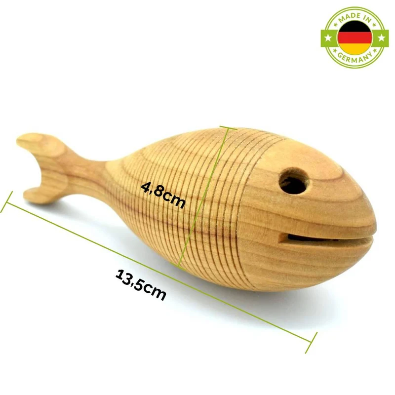 Urfisch, Baby-Holz-Greifling | 'Fish & Grip'| aus heimischen Obsthölzern | DM 4,8 x L 13,5 cm | Made in Germany