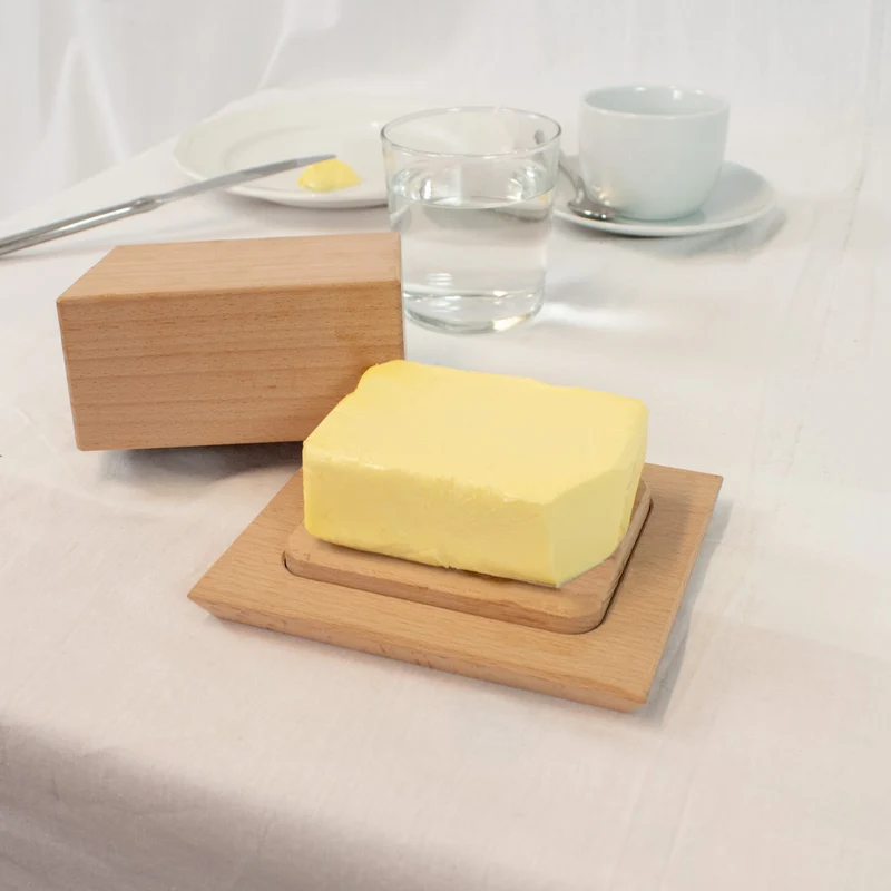 Butterdose ‘Breakfast’ aus 100% unbehandeltem Buchenholz | für 125 g Butterwürfel | 3-teilig | umweltfreundlich und robust | Made in Austria