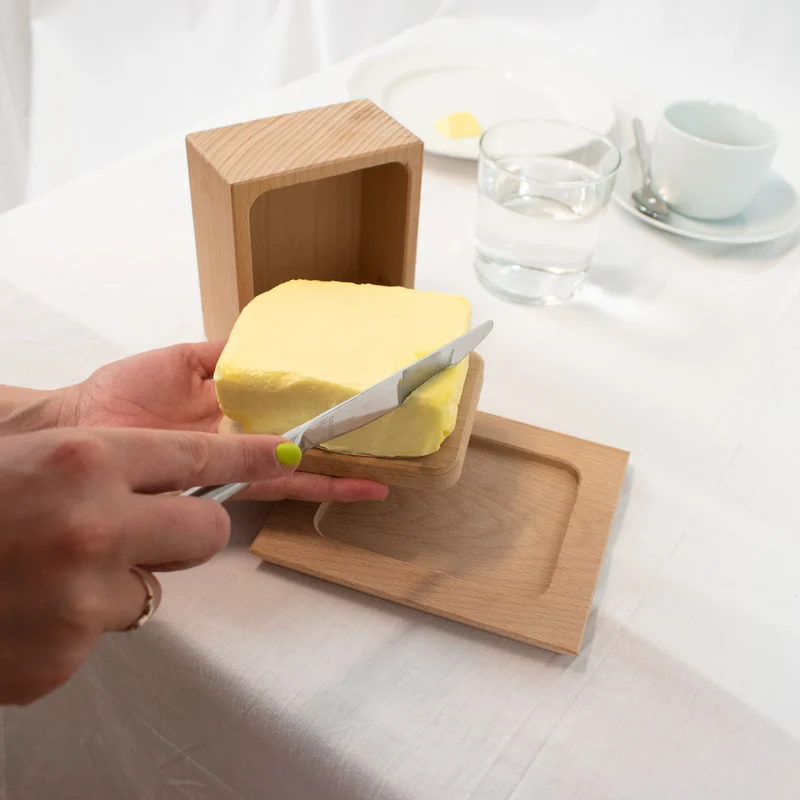 Butterdose ‘Breakfast’ aus 100% unbehandeltem Buchenholz | für 125 g Butterwürfel | 3-teilig | umweltfreundlich und robust | Made in Austria