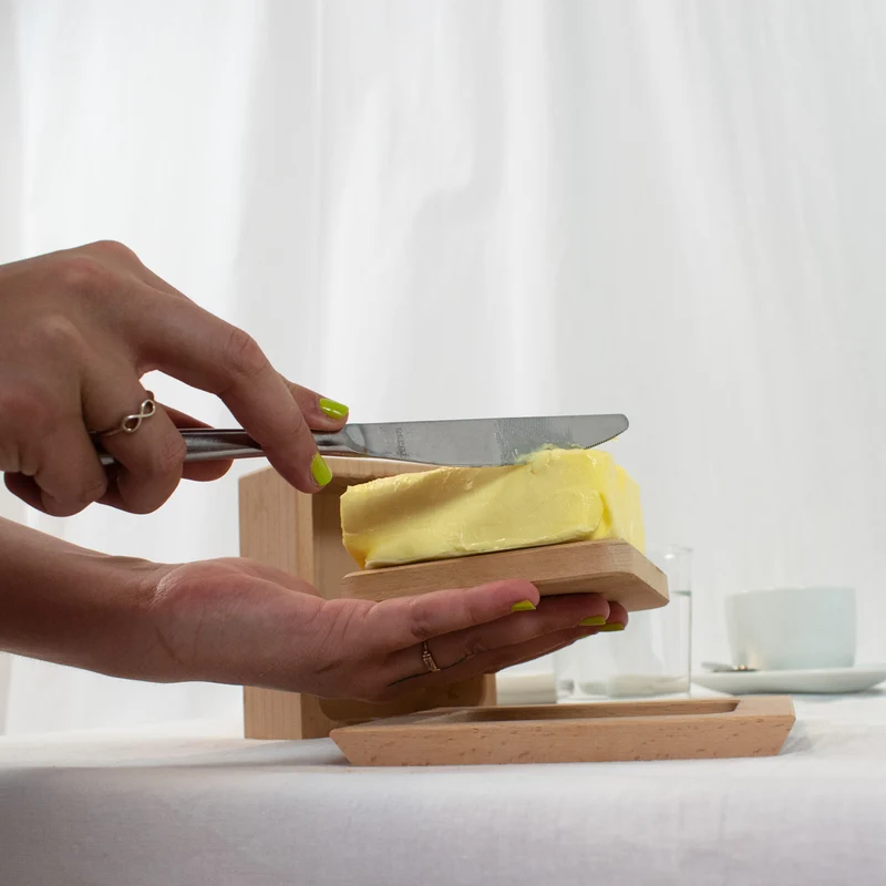 Butterdose ‘Breakfast’ aus 100% unbehandeltem Buchenholz | für 125 g Butterwürfel | 3-teilig | umweltfreundlich und robust | Made in Austria