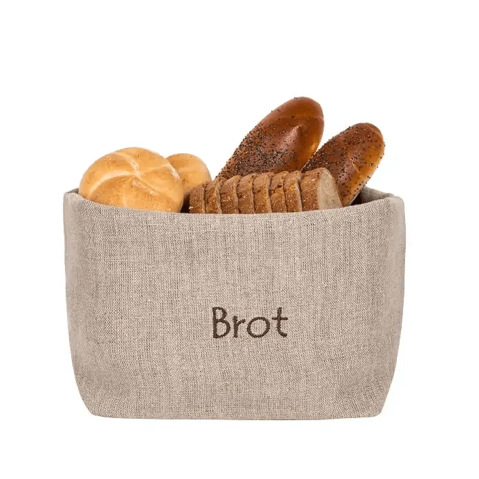 Brotkorb und Brottasche aus Leinen, Motiv "Natur"