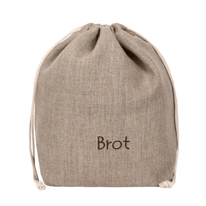 Brotkorb und Brottasche aus Leinen, Motiv "Natur"