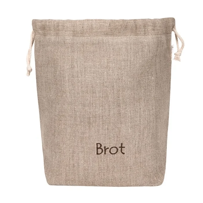 Brotkorb und Brottasche aus Leinen, Motiv "Natur"
