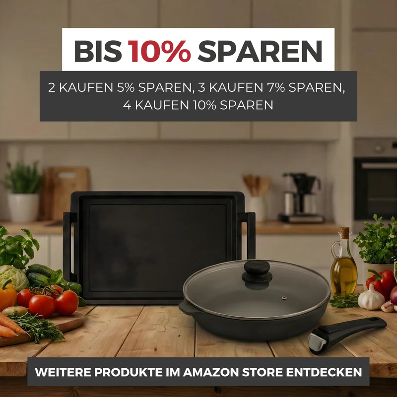 Lieblingspfanne Bratpfanne 24-28 cm Ø - flach oder hoher Rand - Für alle Herdarten & Induktion - mit Glasdeckel & 4D Antihaft-Veredelung - für krosses Anbraten & Röstaromen