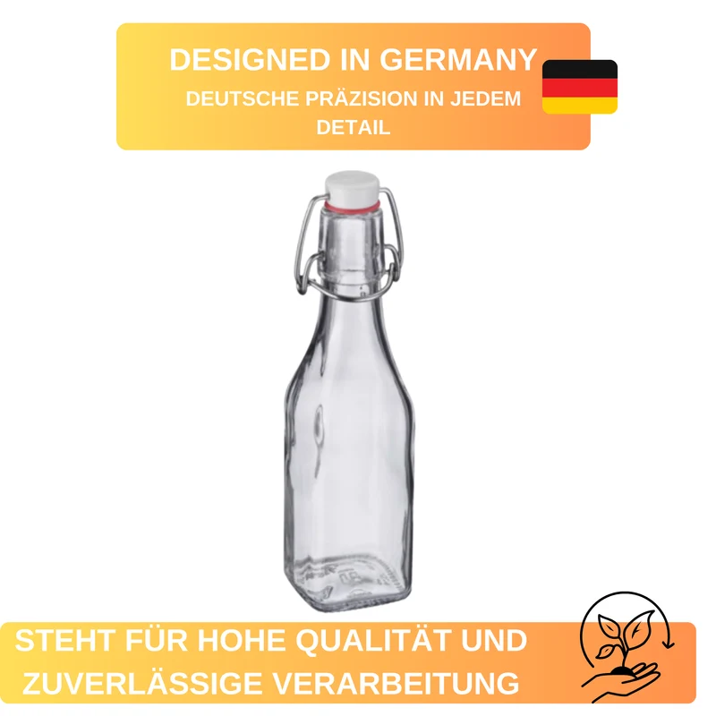 Bügelverschluss-Flasche eckig – vielseitig & dicht, 250 ml / 500 ml / 1000 ml Glasflasche