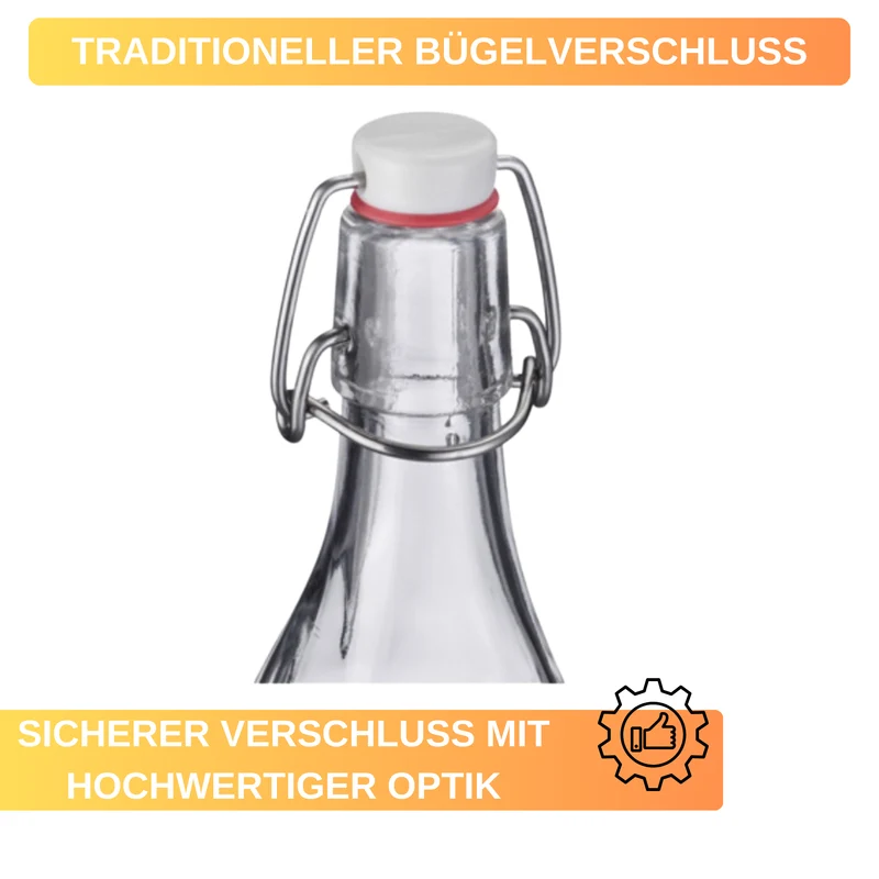 Bügelverschluss-Flasche eckig – vielseitig & dicht, 250 ml / 500 ml / 1000 ml Glasflasche