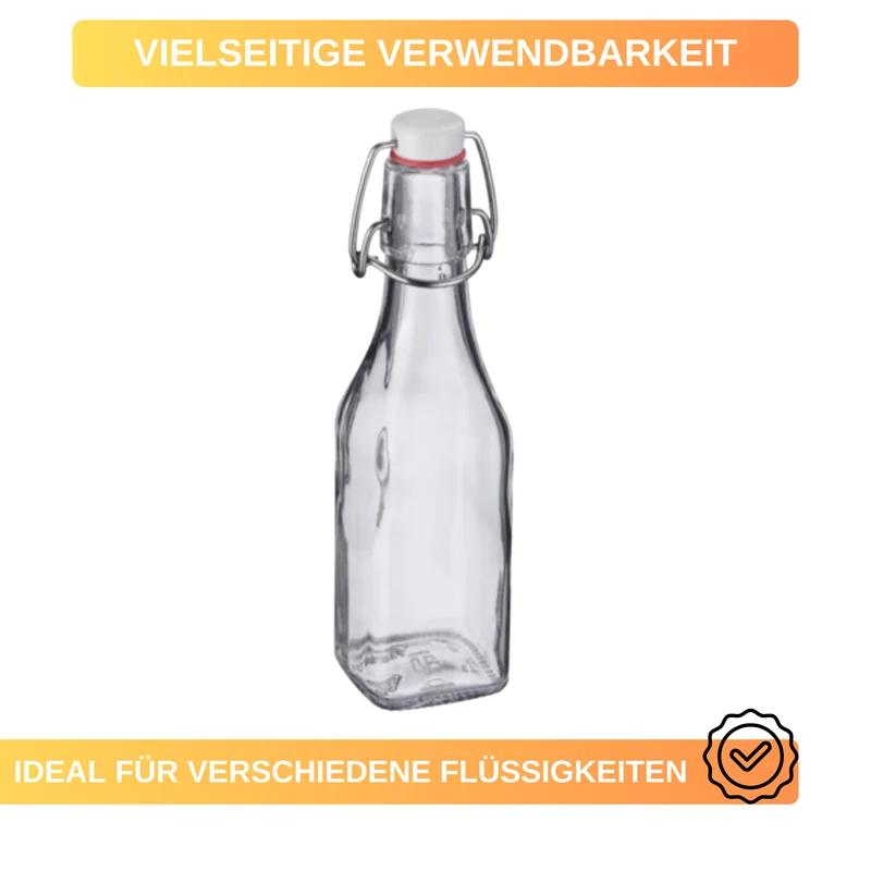 Bügelverschluss-Flasche eckig – vielseitig & dicht, 250 ml / 500 ml / 1000 ml Glasflasche