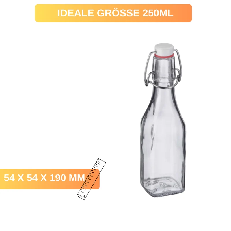Bügelverschluss-Flasche eckig – vielseitig & dicht, 250 ml / 500 ml / 1000 ml Glasflasche