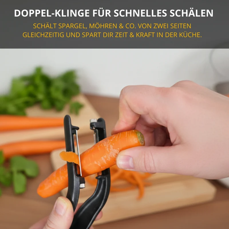 Thiru Spargelschäler – Doppelschäler mit 2-Klingen­System für Spargel, Möhren & Langgemüse