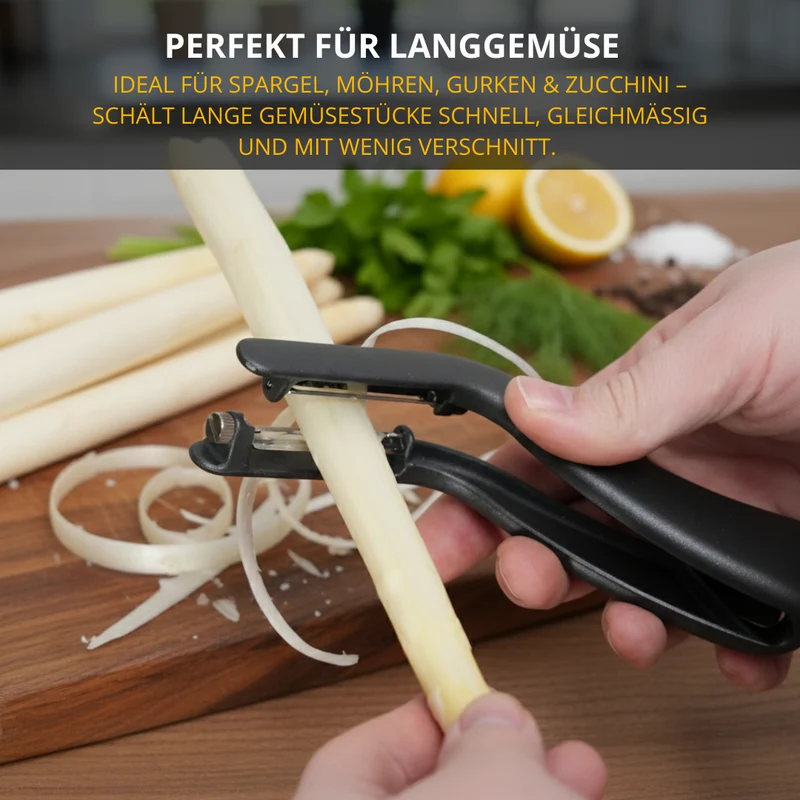 Thiru Spargelschäler – Doppelschäler mit 2-Klingen­System für Spargel, Möhren & Langgemüse
