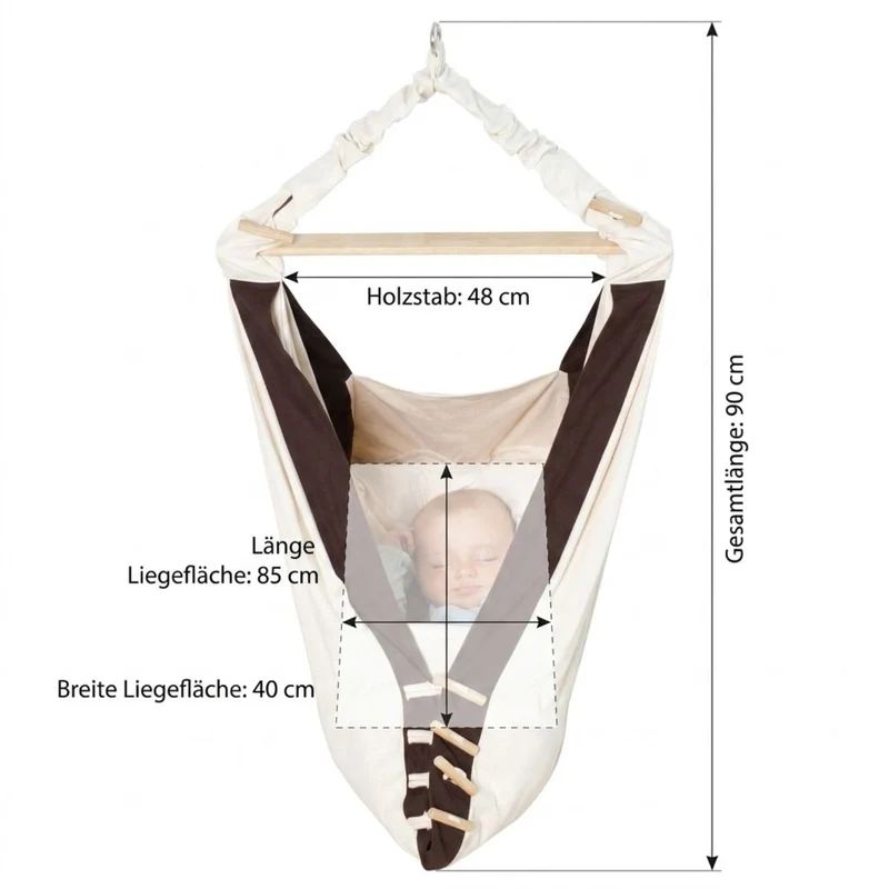 Babyhängematte Kangoo - Luxuriöse Hängemattenliege für Babys | von 0 - 9 Monate | 100% Baumwolle