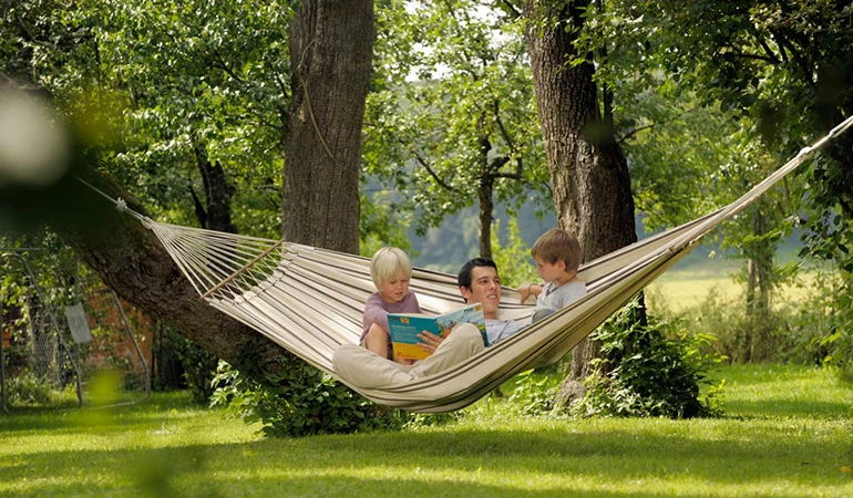 Stabhängematte Brasilia | L 310 x B 140 cm | verschiedene Modelle | Baumwolle 350g/m²| Belastbarkeit max. 150kg | Made in Germany