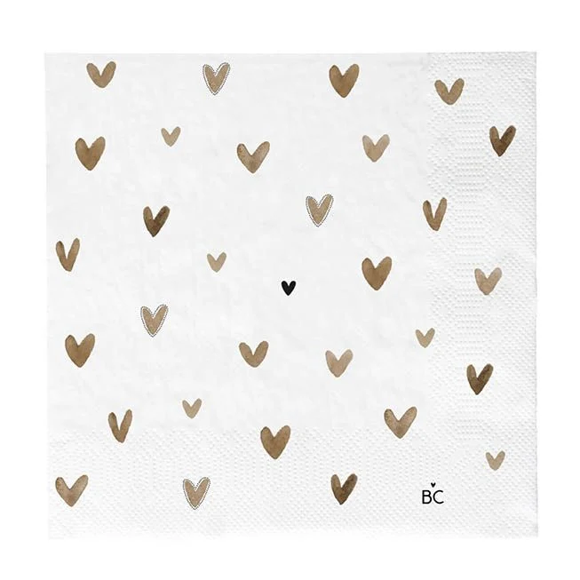 BASTION COLLECTIONS Papierservietten Hearts Brown