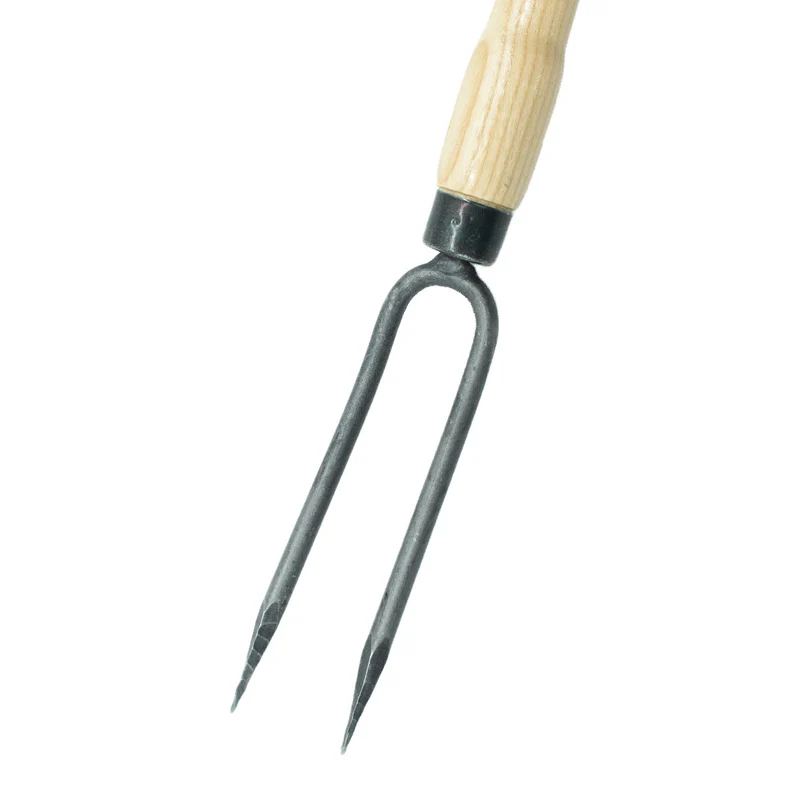 Rosen-Handgabel | aus Schwedenstahl | mit 48 cm Eschen-Knopf-Stiel | handgeschmiedet in Deutschland