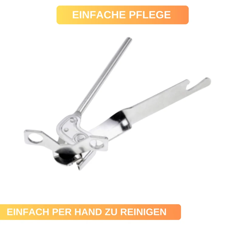 Zangendosenöffner mit Flaschenöffner – gehärtetes Schneidemesser & Zahnrad • müheloses Öffnen dank großem Drehknauf