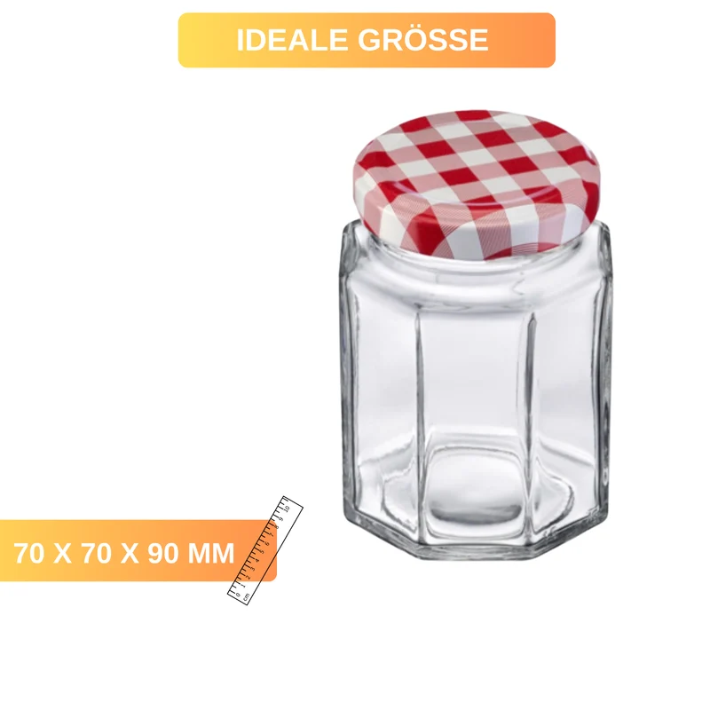 Einmachgläser - Gläser - 6 Gläser - Eckig - 190 ml - ø 58 mm