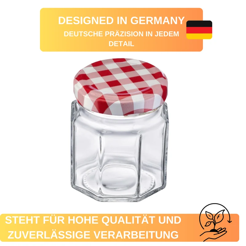 Einmachgläser - Gläser - 6 Gläser - Eckig - 100 ml - ø 53 mm