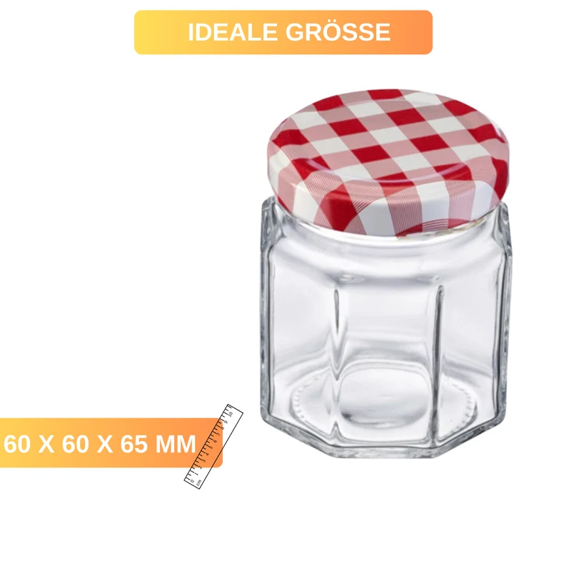 Einmachgläser - Gläser - 6 Gläser - Eckig - 100 ml - ø 53 mm