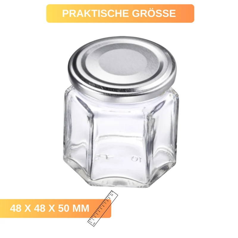 Einmachgläser - Gläser - 8 Gläser - Eckig - 45 ml - ø 43 mm
