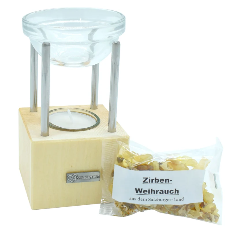 Duftlampe aus Zirbe 'Pine Fragrance' | verschiedene Sets | L 7,5 x B 7,5 x H 14 cm