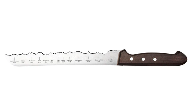 Brotmesser 'Best of Switzerland' | mit Panoramaschliff | handgemacht | Aus Rockwell-Stahl mit Nussholzgriff | Made in Switzerland