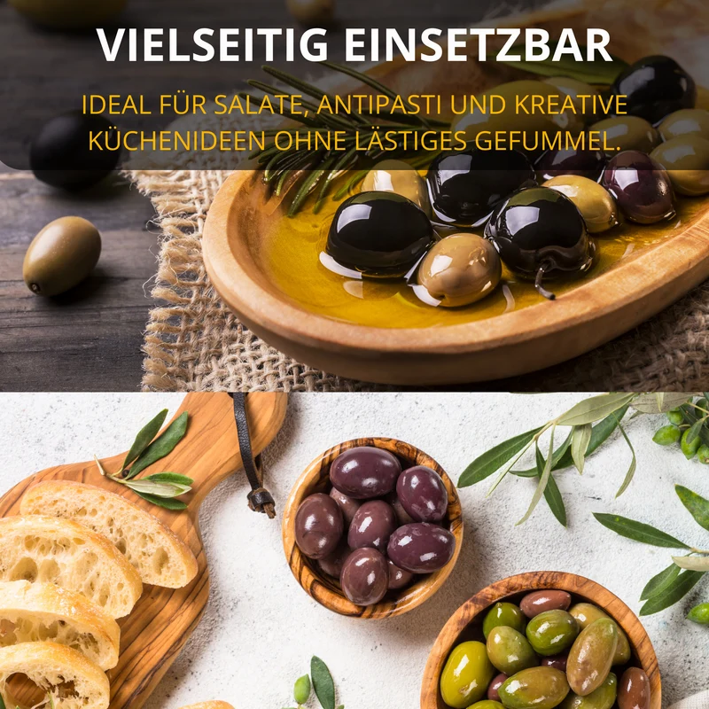 Thiru Olivenentkerner – für kleine & große Oliven, Einhand-Bedienung mit Feder, ergonomischer Griff