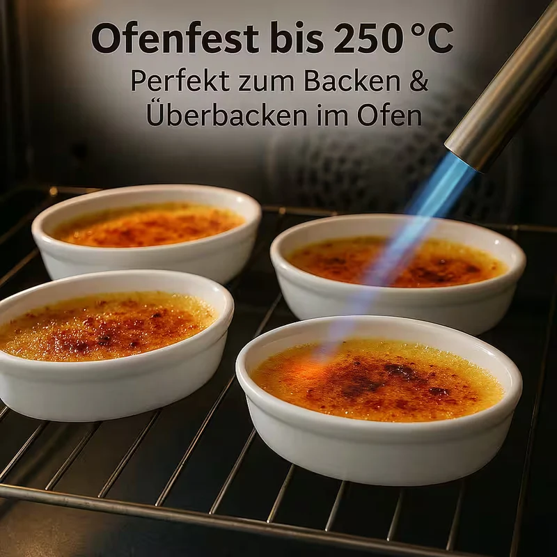 Thiru Porzellanschälchen 4-tlg. – ovale Dessertschalen aus Porzellan, ofenfest bis 250 °C, spülmaschinengeeignet