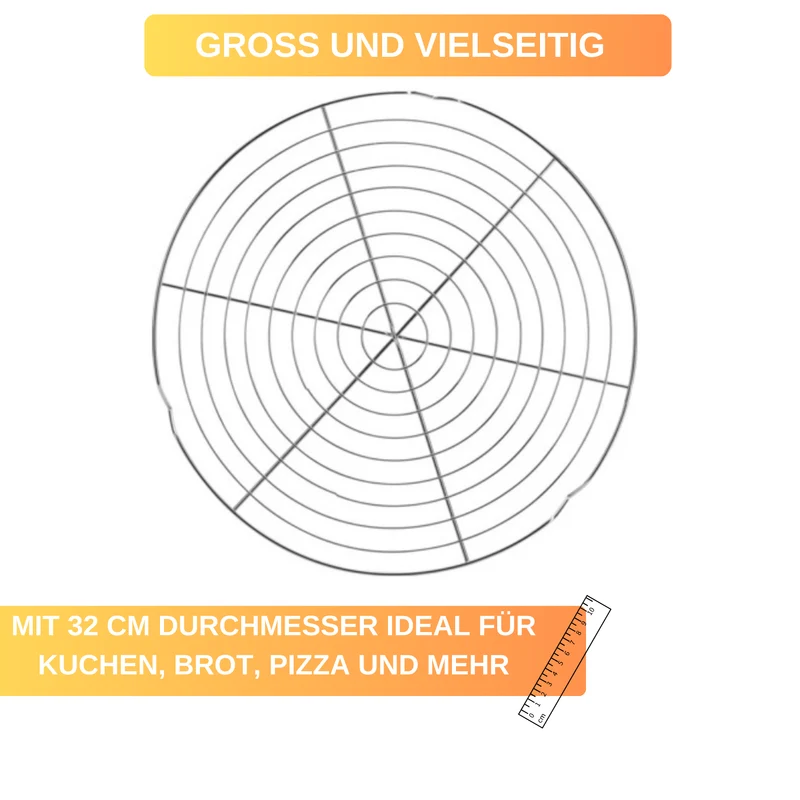 Kuchenauskühler - Abkühlgitter - Ø 32 cm - stabil & verchromt