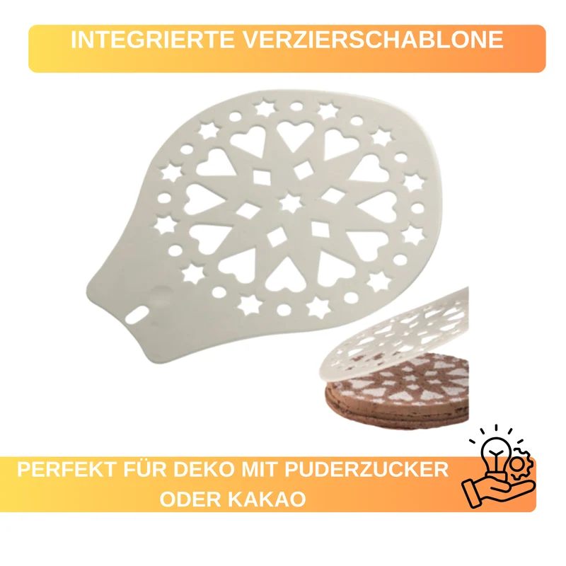 Kuchenheber-Ergonomisch- Kuchenheber - mit abgeschrägtem Rand & Verzierschablonen