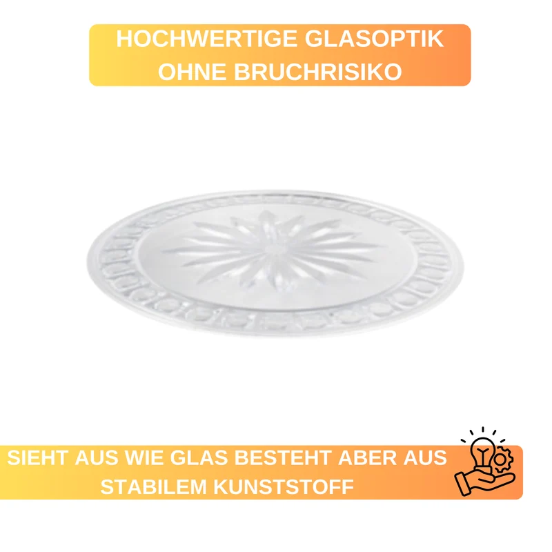 -Servierplatte-Kuchenplatte- Ø 31 cm - Edles Glas-Design - bruchfest & vielseitig