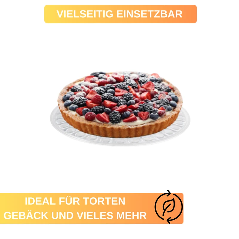 -Servierplatte-Kuchenplatte- Ø 31 cm - Edles Glas-Design - bruchfest & vielseitig