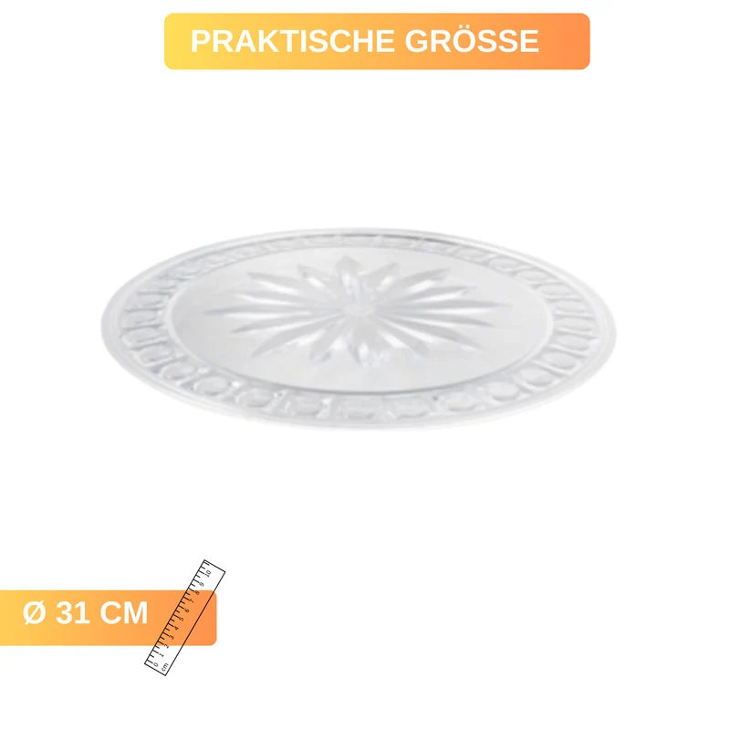 -Servierplatte-Kuchenplatte- Ø 31 cm - Edles Glas-Design - bruchfest & vielseitig