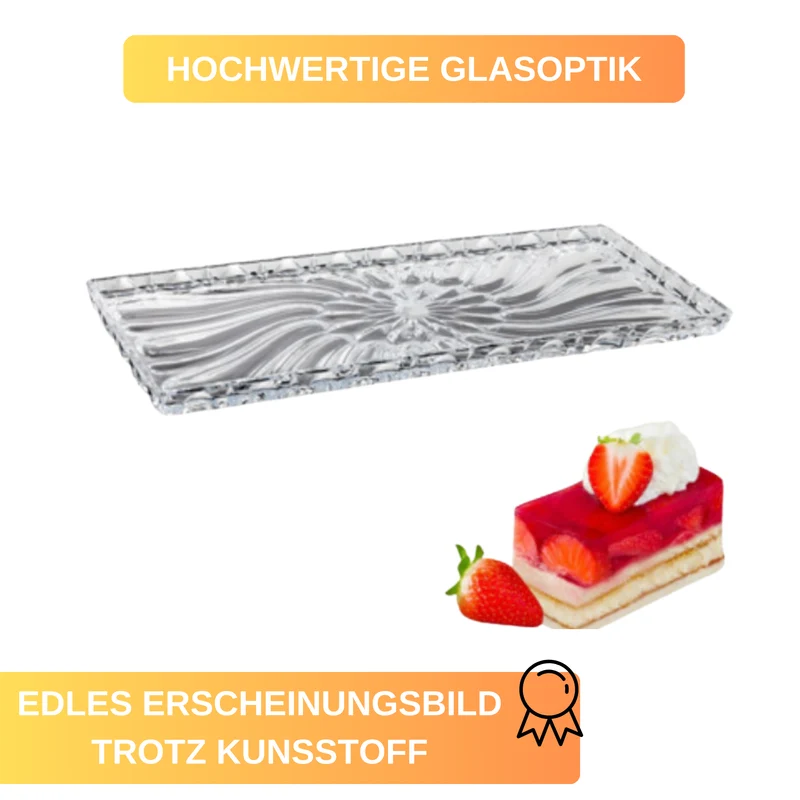 Stollen- & Kuchenplatte - Edles Glas-Design - Bruchfest & vielseitig