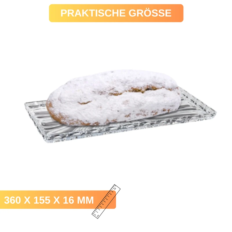 Stollen- & Kuchenplatte - Edles Glas-Design - Bruchfest & vielseitig