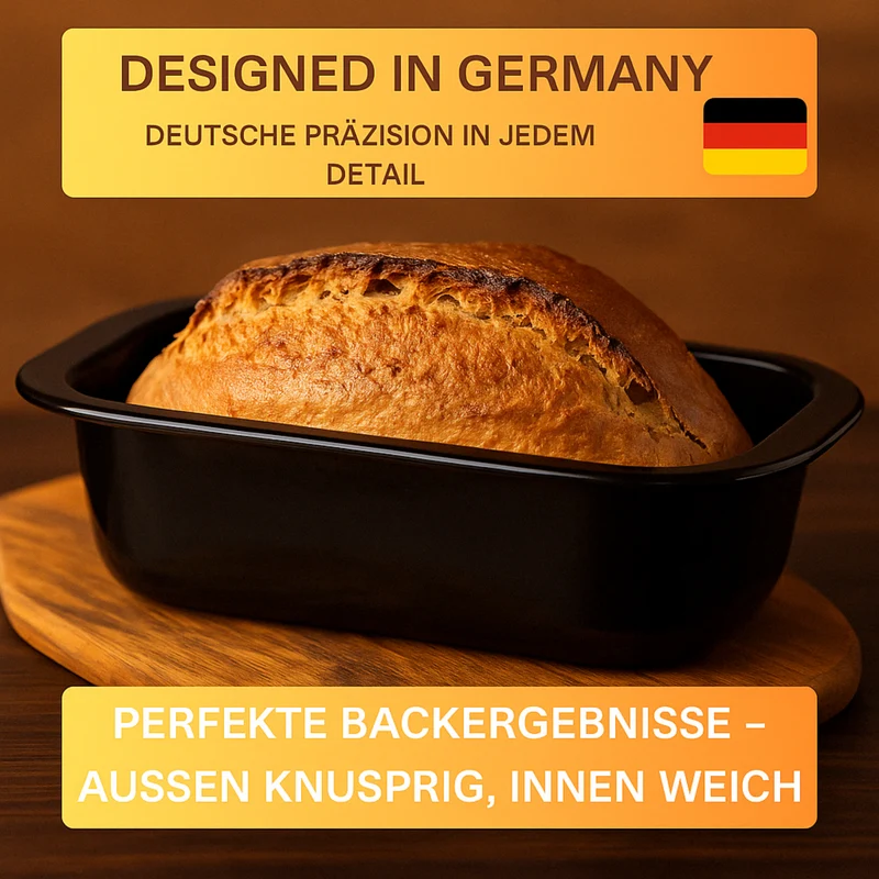 Brotbackform Emaille 35 cm – kratz- & säurefest, hitzebeständig bis 400 °C, inkl. Gratis Kuchenauslöser