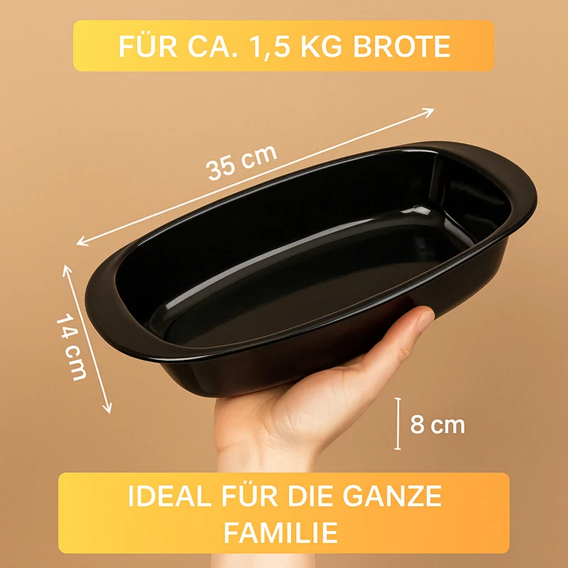 Brotbackform Emaille 35 cm – kratz- & säurefest, hitzebeständig bis 400 °C, inkl. Gratis Kuchenauslöser
