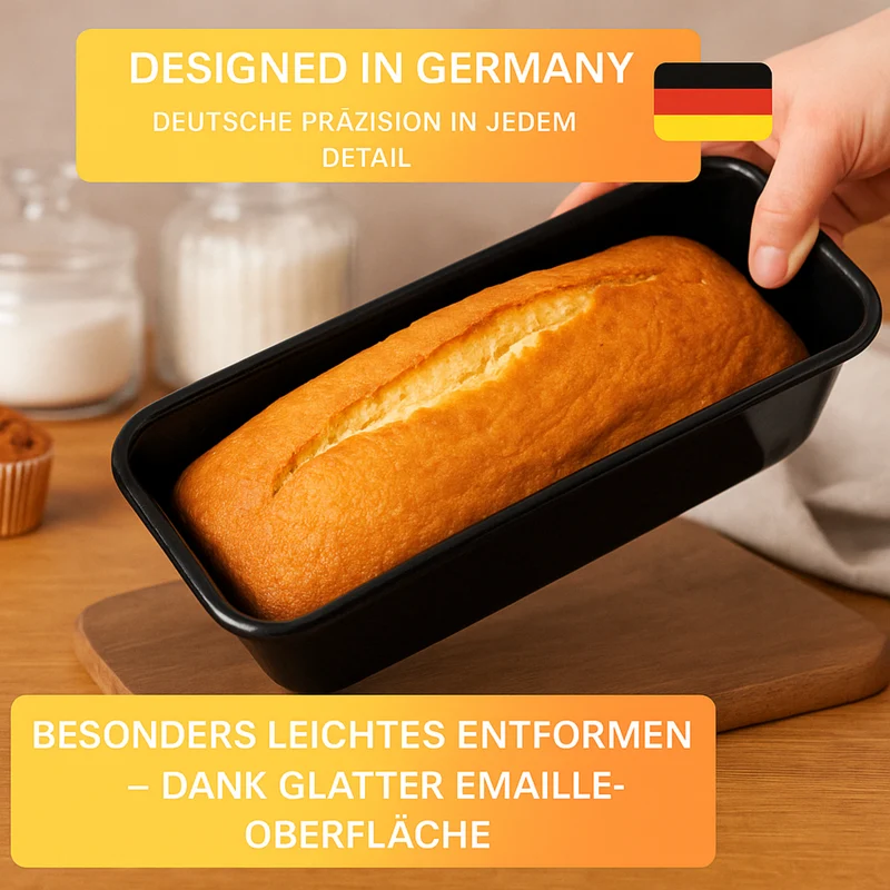 Kastenform Emaille – 30 cm • schnitt- & kratzfest • bis 400 °C hitzebeständig • ideal für Brot & Kuchen