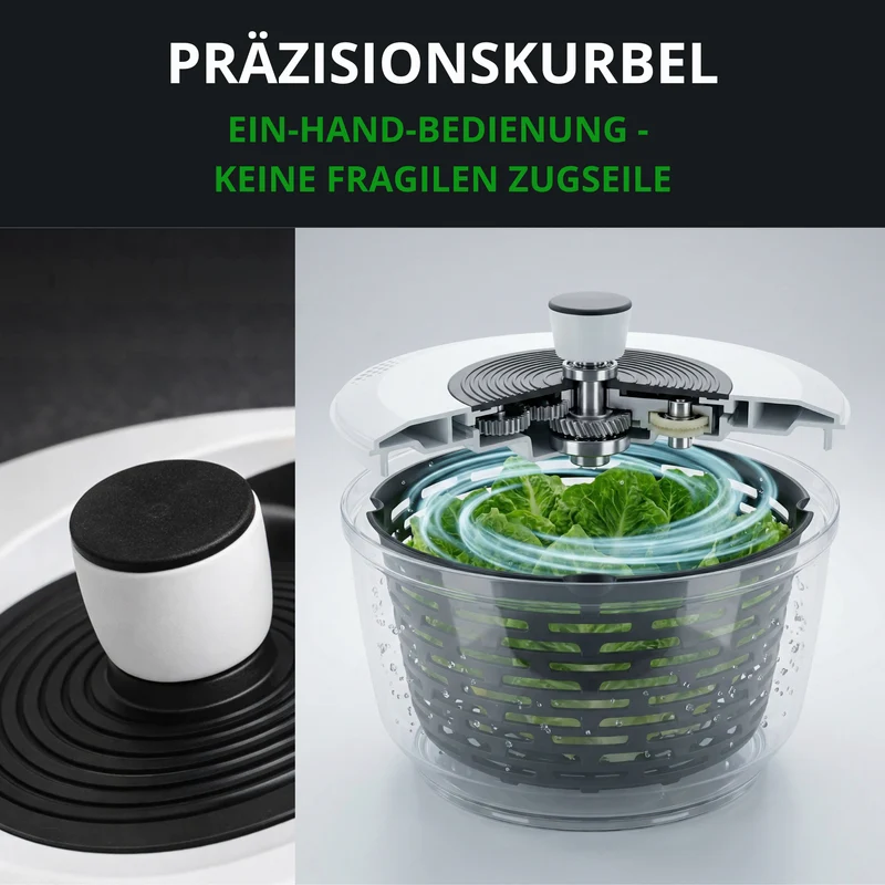 Thiru Salatschleuder 5L- 2in1 Schleuder & Salatschüssel - Ausgezeichnet mit Note sehr gut